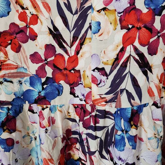 Avenue Womens Dress Size 22/24 Multicolor Feminine Floral V-Neck Short Sleeve - Picture 7 of 12